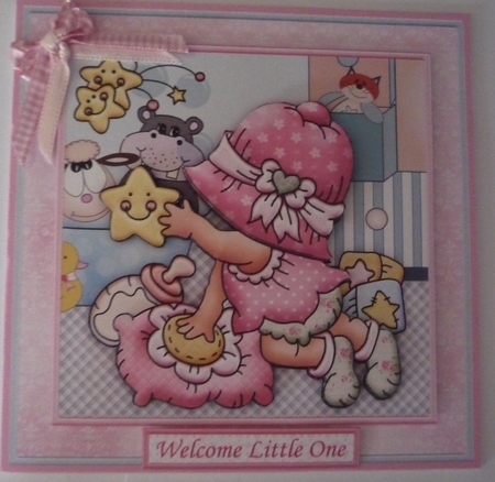 New Baby Girl Playing 8x8 Decoupage Mini Kit by Maida Blades