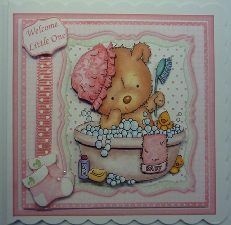 BATH TIME BABY GIRL 8x8 Decoupage & Insert Mini Kit by Maida Blades