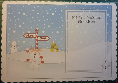5 x 7 matching insert -  Merry Christmas GRANDSON with Snowball Sam by Maida Blades