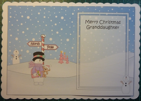 5 x 7 matching insert -  Merry Christmas GRANDDAUGHTER with Snowman Rio by Maida Blades