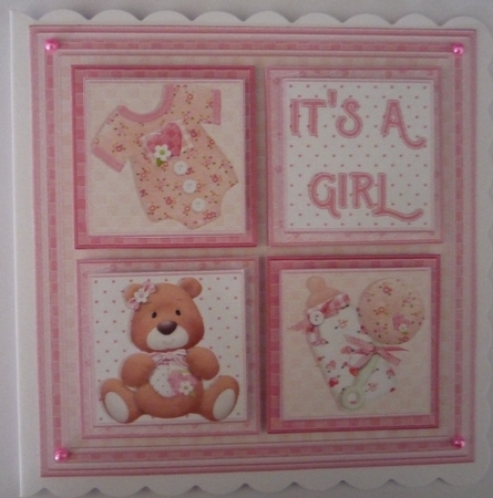 NEW BABY GIRL SQUARES 7.5 Decoupage & Insert Mini Kit by Maida Blades