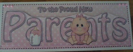 Large DL TO THE PROUD NEW PARENTS 3D decoupage by Maida Blades