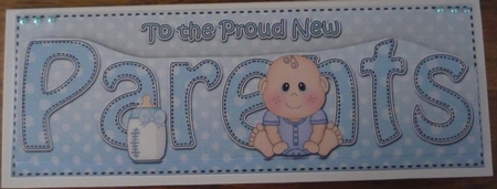 Large DL TO THE PROUD NEW PARENTS 3D decoupage by Maida Blades