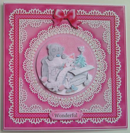 8 x 8 Pearls, Lace and Ribbon Plain Card Base by Mandy Alexander