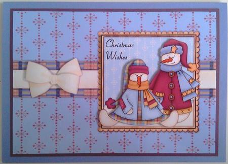 Snow People Decoupage Card Front - Blue by Mandy Alexander