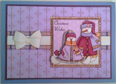 Snow People Decoupage Card Front - Lilac by Mandy Alexander