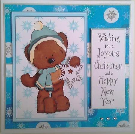 Cute Pale Blue Bear in Pale Blue Frame by Mandy Alexander