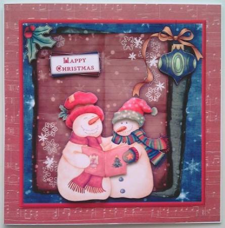 Carol Singing Snowmen Square Card Front and Step by Step by Mandy Alexander