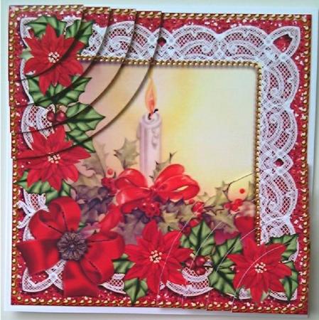 Single Candle Red Poinsettia 6in Duo Corner Stacker by Mandy Alexander