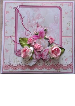 Rose Spray with Butterfly on Frame by Mandy Alexander