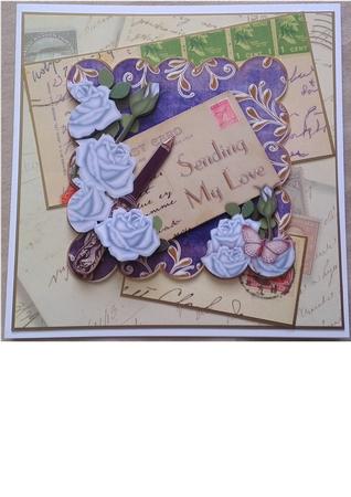 Blue Roses Sending My Love Postcard Step by Step by Mandy Alexander