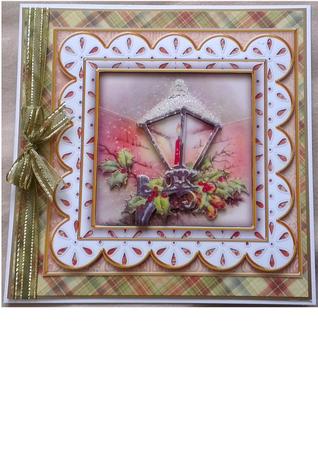 Christmas Lantern P Anglaise 5in Card Front and Shaker Frame by Mandy Alexander