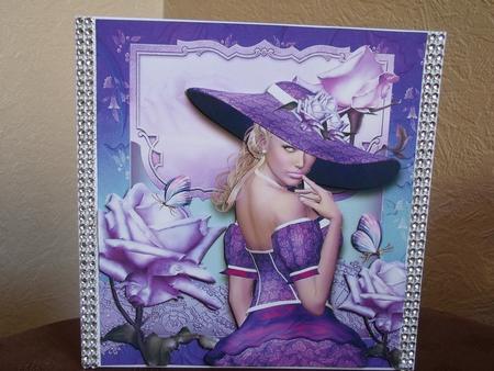Violet Roses Lady Card Front by mandy goody