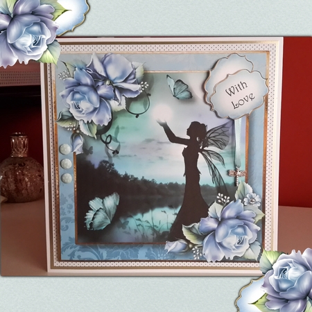 The Moon Fairy & Blue Roses 8x8 by Mandy Kirby