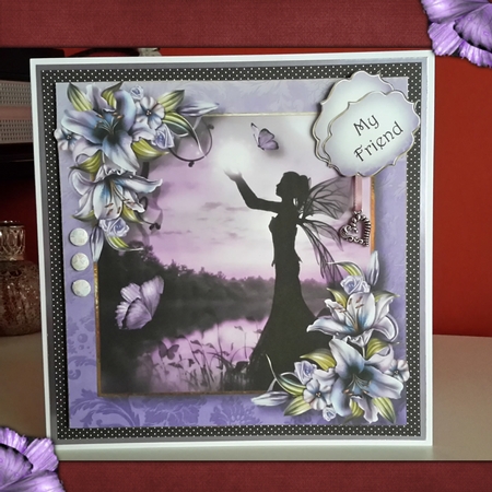 Fairy Moon & Purple Lilies 8x8 by Mandy Kirby