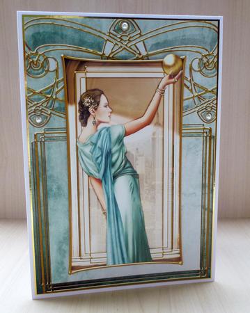 Art Deco Lady Pandore Aqua Topper Sheet by Mandy Sullivan