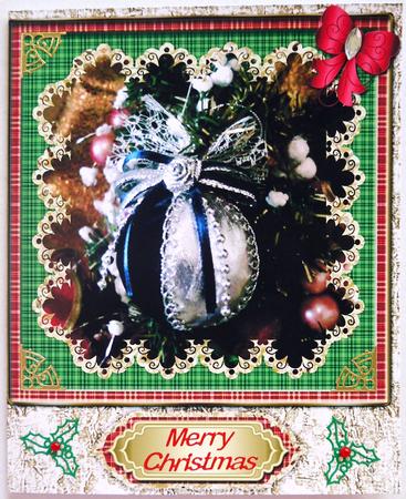 Blue Christmas Bauble Cut & Fold Card by Margaret Dittmann