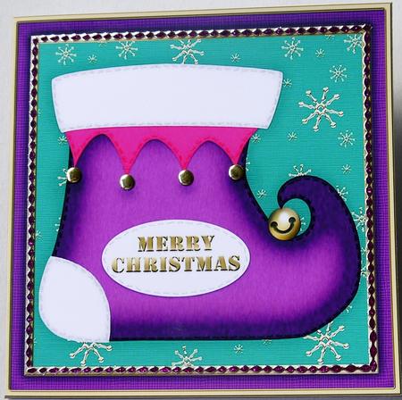 Cute Christmas Stocking Quick Cut and Fold Card by Margaret Dittmann