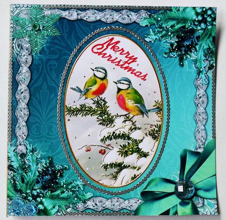 Blue Tits Ice Book Cut and Fold Card by Margaret Dittmann