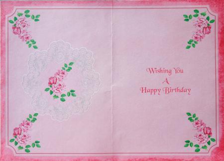 Birthday Insert 3 Pink Roses by Margaret Dittmann