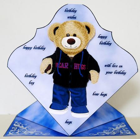 Diamond Top Spring Card Teddy by Margaret Dittmann