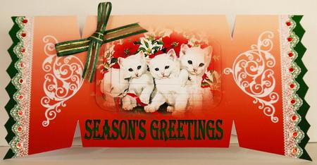 Christmas Kitty's Cracker Card by Margaret Dittmann