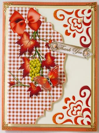 Autumn Leaves with Grapes on Scalloped Envelope A4 by Margaret Dittmann