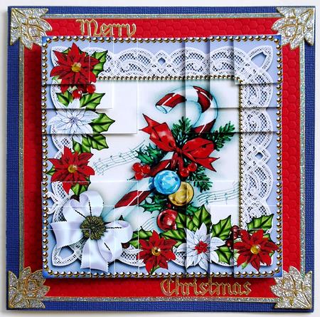Christmas Candycane Poinsettia 5in Quad Corner Stacker by Margaret Dittmann