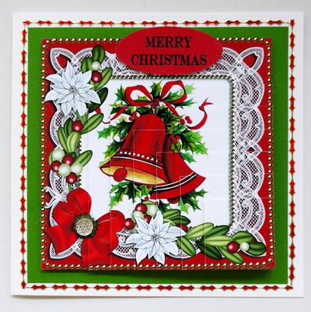 Christmas Bells Poinsettia 5in One Corner Stacker by Margaret Dittmann