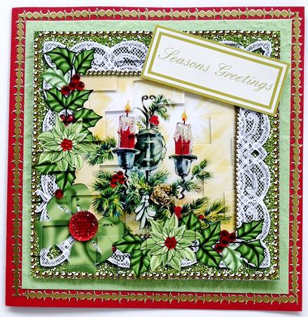 Candlesticks Green Poinsettia 5in Zigzag Triangle Stacker by Margaret Dittmann