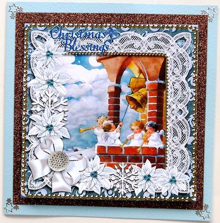 Bell Pulling Poinsettia 5in Zig Zag Bottom Stacker by Margaret Dittmann