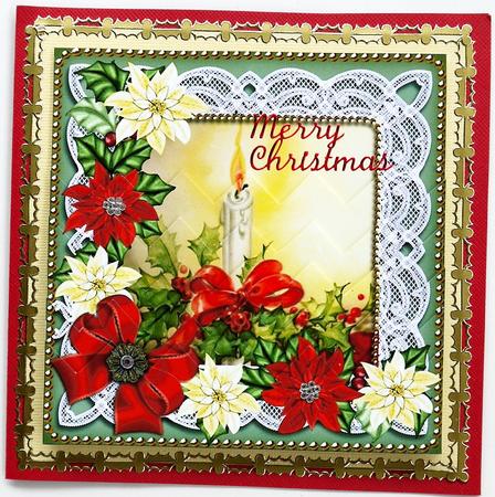 Single Candle Gold Poinsettia 5in Zig Zag Bottom Stacker by Margaret Dittmann