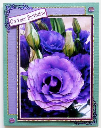 Purple-violet Flowers Various Occasions Pyramid Card by Margaret Dittmann