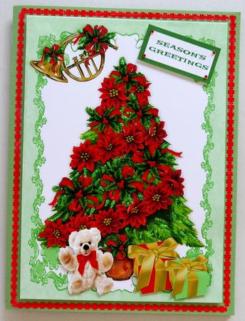 Christmas Tree with Presents and Cuddly Teddy Bear A4 by Margaret Dittmann