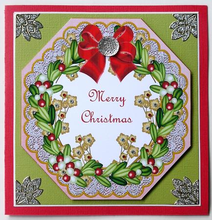 Mistletoe Gold Pink Lace Octagon 8in Frame Picture Sheet by Margaret Dittmann