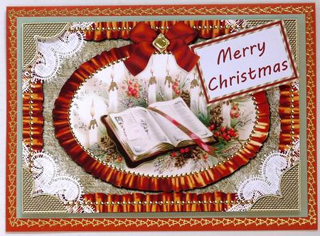 Christmas Book Lace N Ruffles Card Front Step by Step by Margaret Dittmann