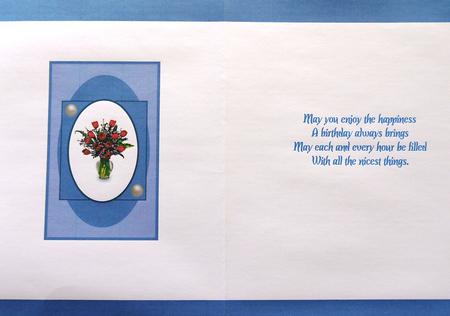 Tulip Insert A5 Portrait Wth Dark Blue Border by Margaret Dittmann