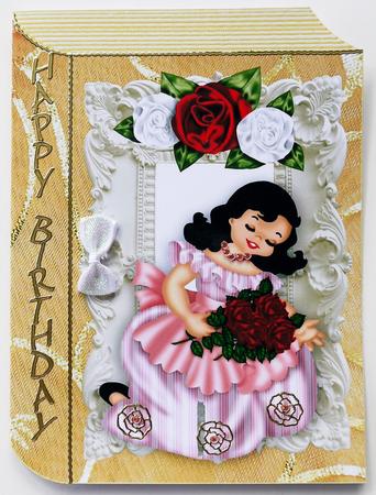 Sweet Little Lady with Roses in Ornate Frame Folded Book by Margaret Dittmann