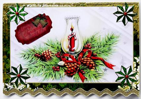 Christmas Night Candle Wavy Card by Margaret Dittmann