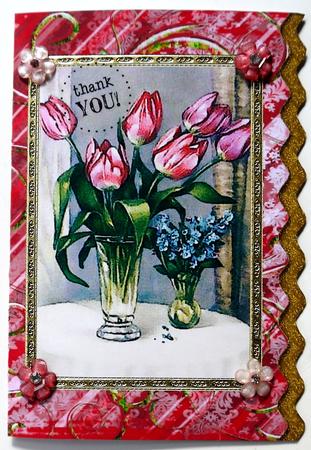 Tulip Vase Gold Wavy Edge Card by Margaret Dittmann