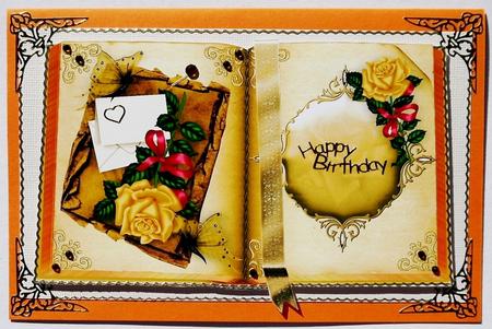 Gold Rose with Butterflies on Open Book A4 by Margaret Dittmann