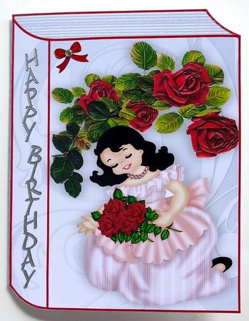 Red Rose with Pretty Lady on a Folded Book by Margaret Dittmann