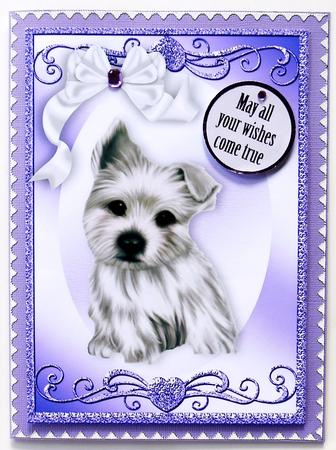 White Little Westie Pup in Ornate Frame A4 by Margaret Dittmann