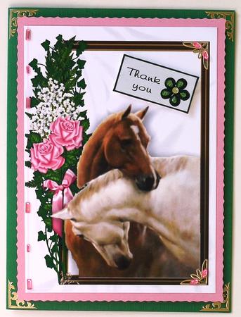 Beautiful Horses Heads Entwinde with Roses A4 by Margaret Dittmann