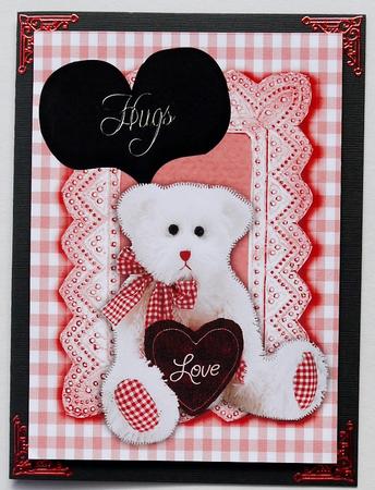 White Bear with Hugs Biscuit Heart A4 by Margaret Dittmann