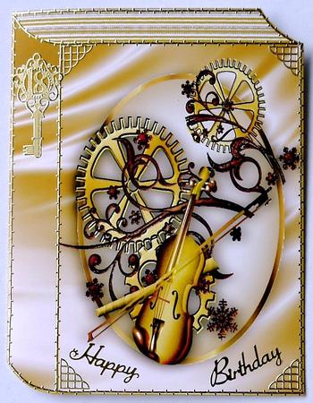 Steam Punk Violins on a Folded Book by Margaret Dittmann