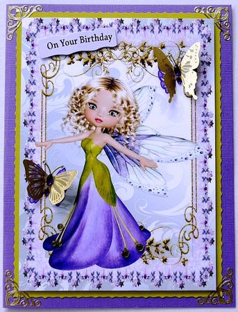 Pretty Faerie with Butterflies in Lace Frame A4 by Margaret Dittmann
