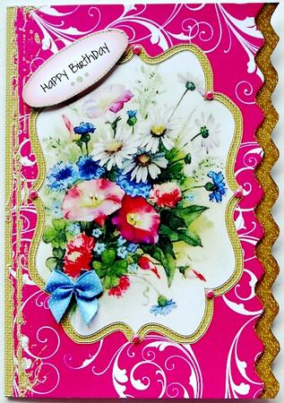 Wildflower Bunch Bracket Wavy Edge Card by Margaret Dittmann
