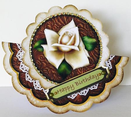 Cream Choc Rose for My Sister - Scallop Edge Wobble Card by Margaret Dittmann
