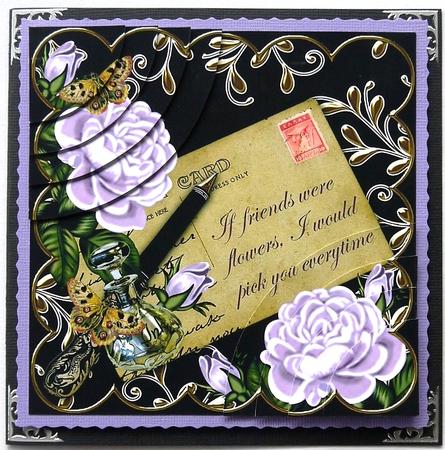 Lilac Rose Black If Friends Were -  6in Duo Corner Stacker by Margaret Dittmann